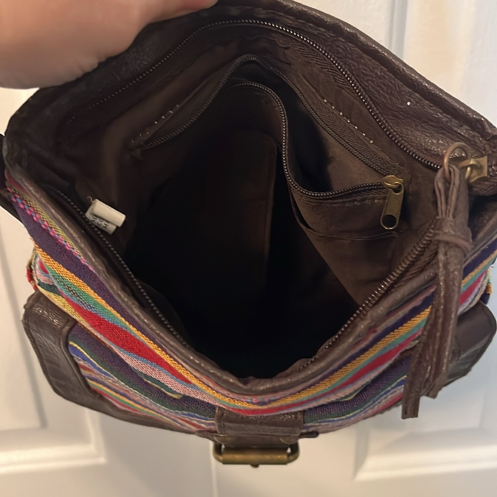 Colorful Striped Faux Leather Crossbody Bag Purse - Picture 3 of 10